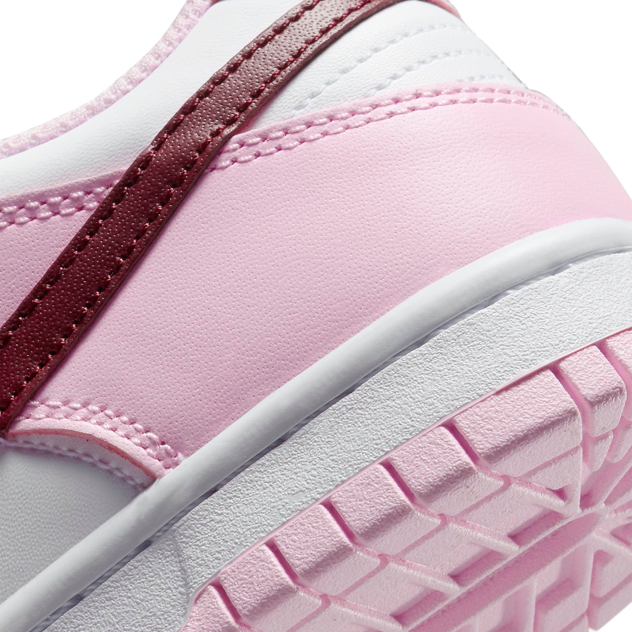 Back view of Nike Dunk Low Pink Red White (GS) CW1590-601